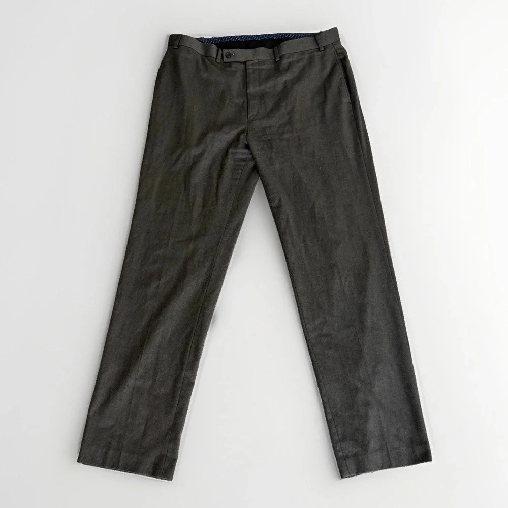 Lauren Ralph Lauren Classic Fit Microtwill Dress Pants 38x34 Taupe Stretch